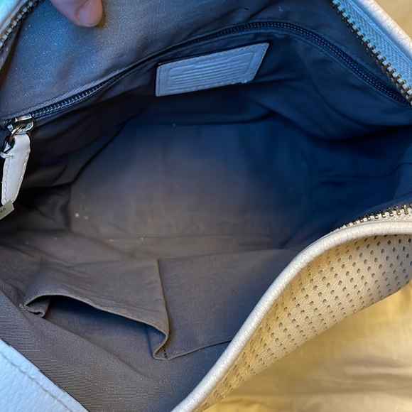 Coach 22412 Legacy Perforated Stripe Lemon Shoulder Bag Purse - Picture 2 of 6